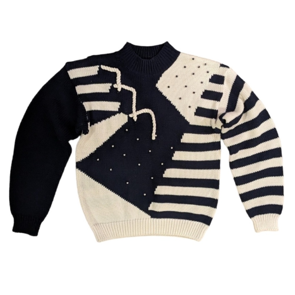 Vintage 80s Koret Navy and White nautical sweater